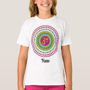 Spirituelle Mandala Om Symbol Rosa Grün individuel T-Shirt