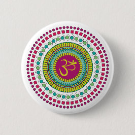 Spirituelle Mandala Om Symbol Rosa grüne Geometrie Button