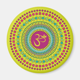 Spirituelle Mandala Om Symbol Rosa grüne Geometrie Magnet