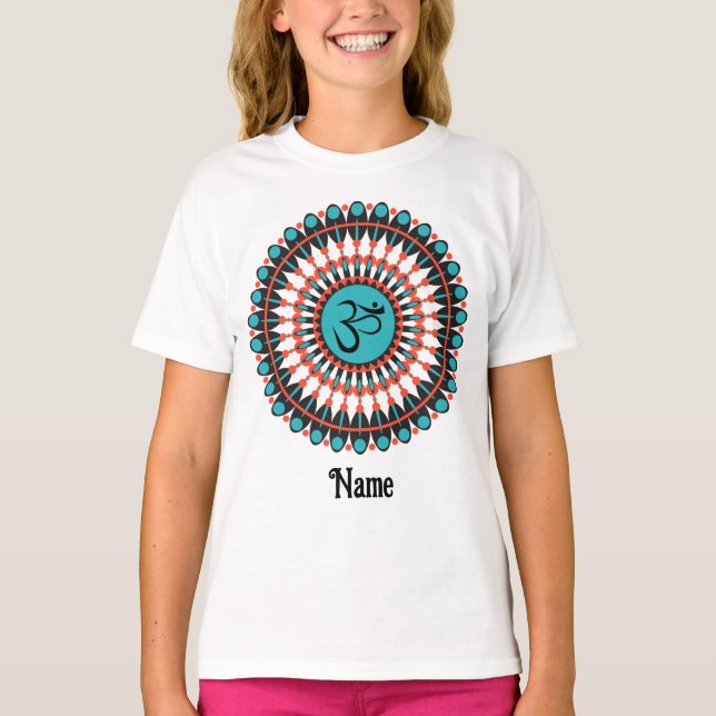 Spirituelle Mandala Om Symbol Türkis individuell a T-Shirt (Vorderseite)