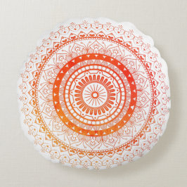 Spirituelle Mandala Orange Yellow Rundes Kissen