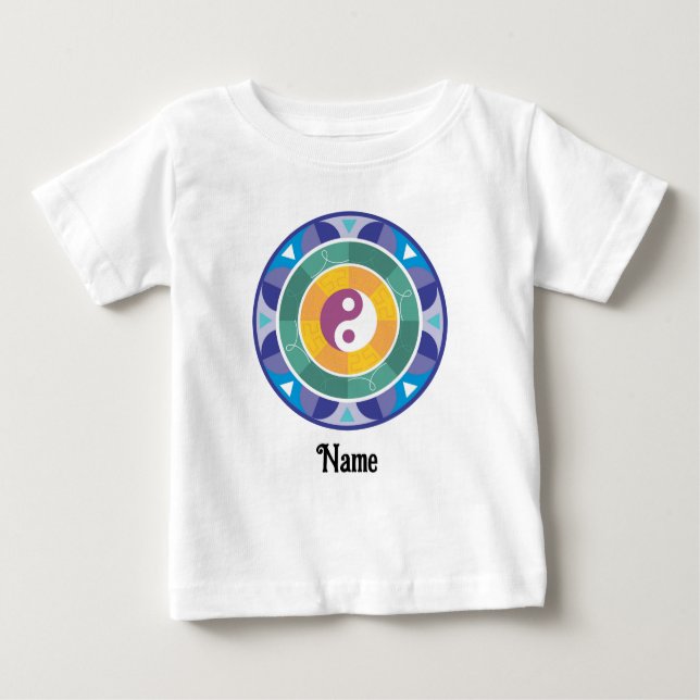 Spirituelle Mandala-Regenbogenfarbe Chinesisch ang Baby T-shirt (Vorderseite)