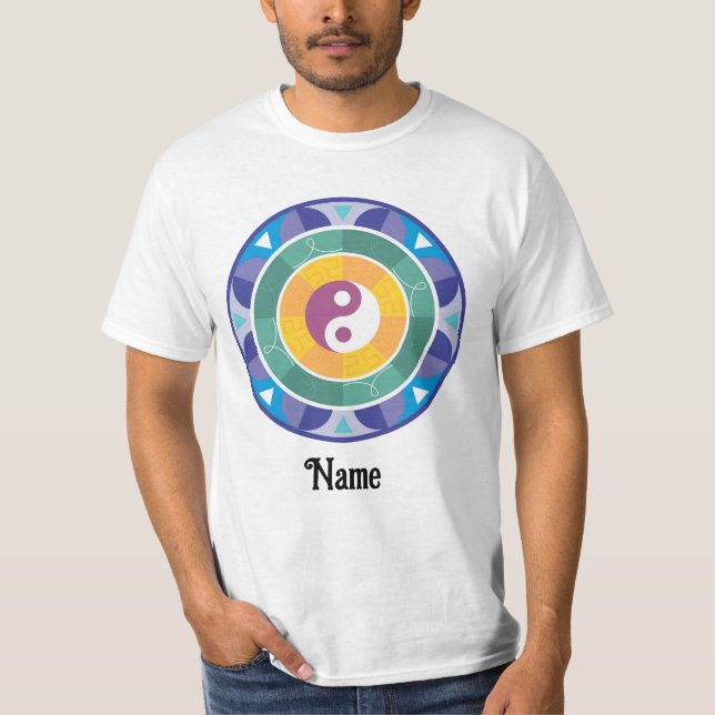 Spirituelle Mandala-Regenbogenfarbe Chinesisch ang T-Shirt (Vorderseite)