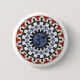 Spirituelle Mandala Yoga Om Blue Rust Kaleidoscope Button
