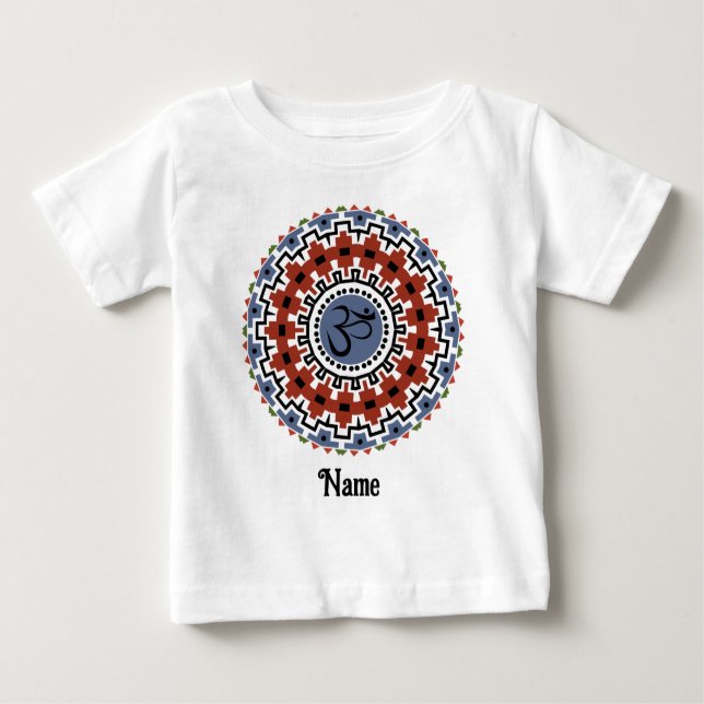 Spirituelle Mandala Yoga Om Rust Blau individuell  Baby T-shirt (Vorderseite)