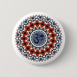 Spirituelle Mandala Yoga Om Rust Blue Kaleidoskop Button