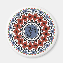 Spirituelle Mandala Yoga Om Rust Blue Kaleidoskop Magnet