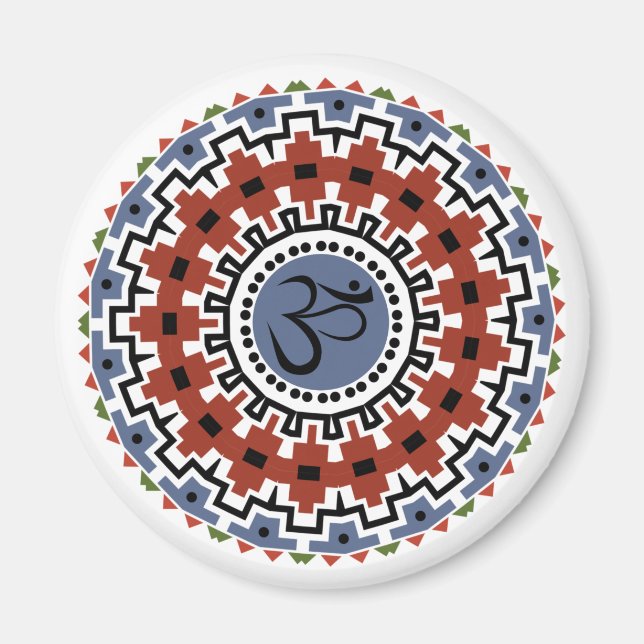 Spirituelle Mandala Yoga Om Rust Blue Kaleidoskop Magnet (Vorne)