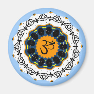 Spirituelle Mandala Yoga Om Symbol Blue Geometric Magnet