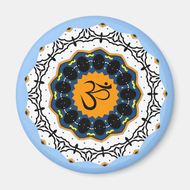 Spirituelle Mandala Yoga Om Symbol Blue Geometric Magnet (Vorne)