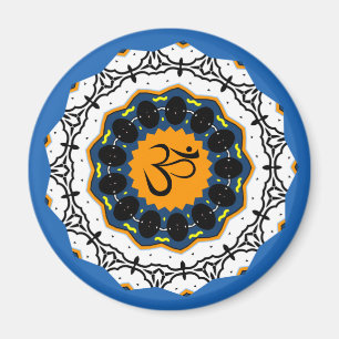 Spirituelle Mandala Yoga Om Symbol Blue Geometric Magnet