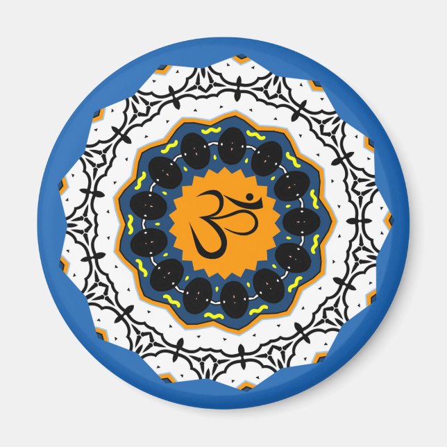 Spirituelle Mandala Yoga Om Symbol Blue Geometric Magnet (Vorne)