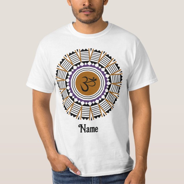 Spirituelle Mandala Yoga Om Symbol Lila angepasst T-Shirt (Vorderseite)