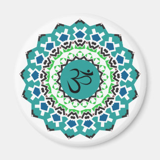 Spirituelle Mandala Yoga Om Symbol Türkis Blau Magnet