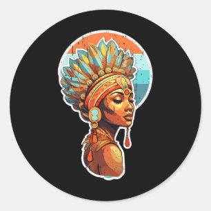 Spirituelle Melanin Proud Native Afro American Wom Runder Aufkleber