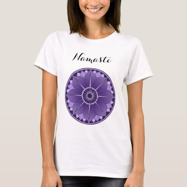 Spirituelle Namaste Lila Mandala T-Shirt (Vorderseite)