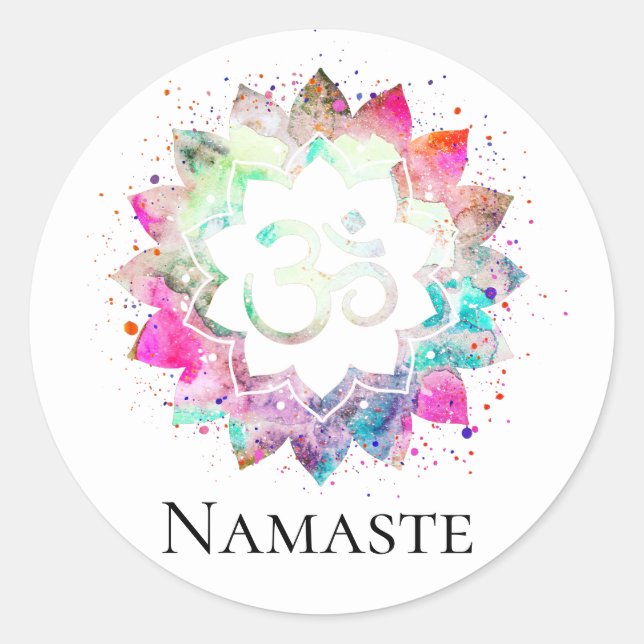 *~* Spirituelle OM Symbol Lotus Blume Mandala Runder Aufkleber (Vorderseite)