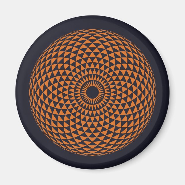 Spirituelle Orange Gray Mandala Geometrische Vekto Magnet (Vorne)