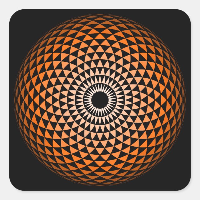 Spirituelle Orange Mandala Geometric Graphic Quadratischer Aufkleber (Vorderseite)