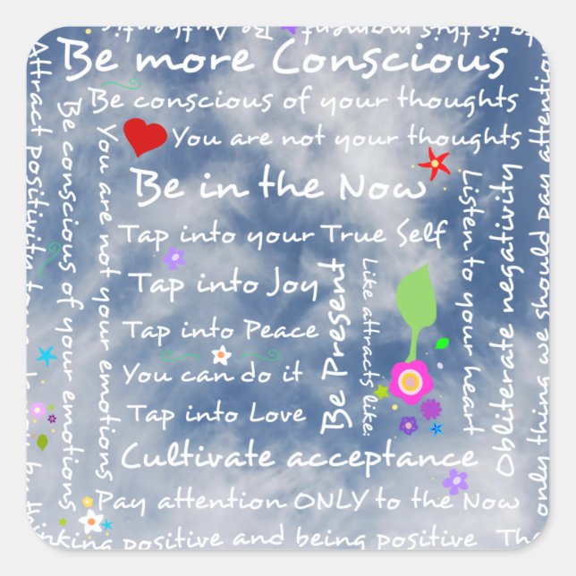 Spirituelle positive Bejahungen Quadratischer Aufkleber (Vorderseite)