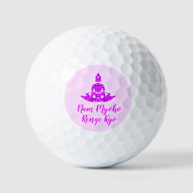 Spirituelle Rosa- und Weißsymmetrie Lotus-Pose Golfball (Vorderseite)