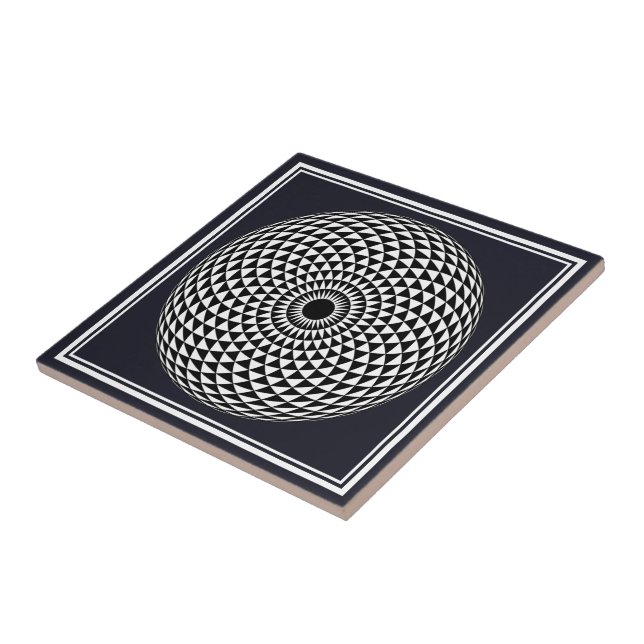 Spirituelle Schwarz-weiße Mandala Geometric Vector Fliese (Seite)