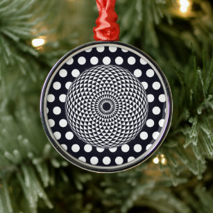 Spirituelle Schwarz-weiße Mandala Geometrische Kun Ornament Aus Metall