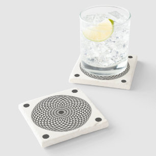 Spirituelle Schwarz-weiße Mandala Geometrische Kun Steinuntersetzer