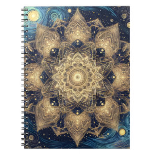 Spirituelle Sternennebel Gold Mandala Notizblock