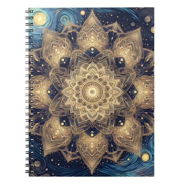Spirituelle Sternennebel Gold Mandala Notizblock (Vorderseite)