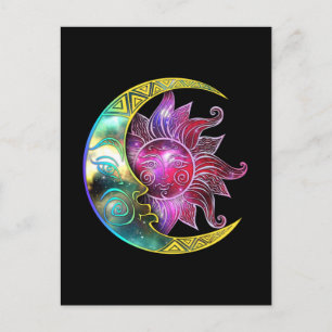 Spirituelle Sun Moon Galaxie Postkarte