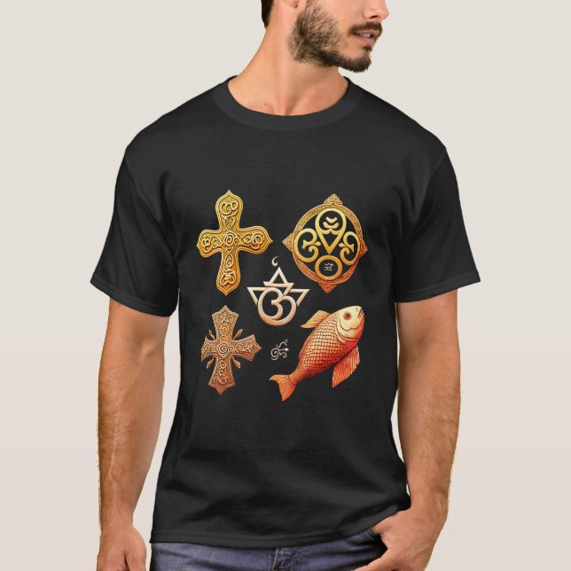 Spirituelle Symbole Grundfarbiger T - Shirt (Vorderseite)