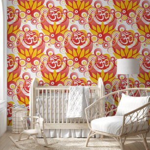 Spirituelle Symbole Om Lotus - nahtloses Muster 1 Tapete