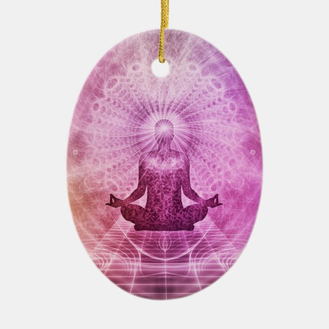 Spirituelle Yoga Meditation Zen Farblich Keramikornament (Vorne)