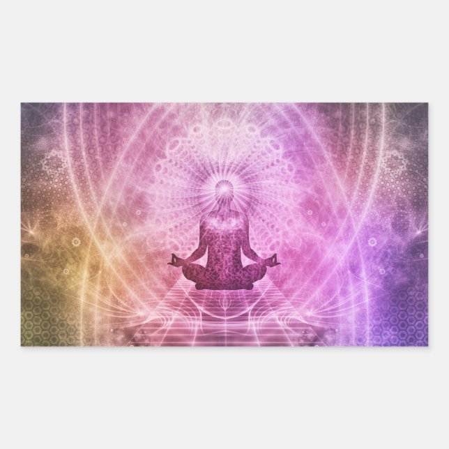 Spirituelle Yoga Meditation Zen Farblich Rechteckiger Aufkleber (Vorderseite)