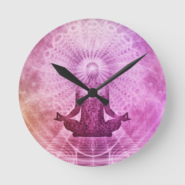 Spirituelle Yoga Meditation Zen Farblich Runde Wanduhr (Vorderseite)