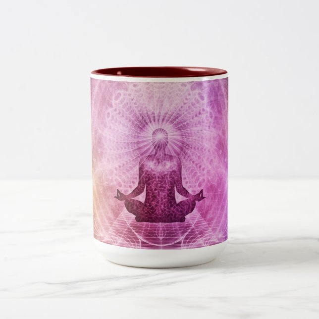 Spirituelle Yoga Meditation Zen Farblich Zweifarbige Tasse (Mittel)