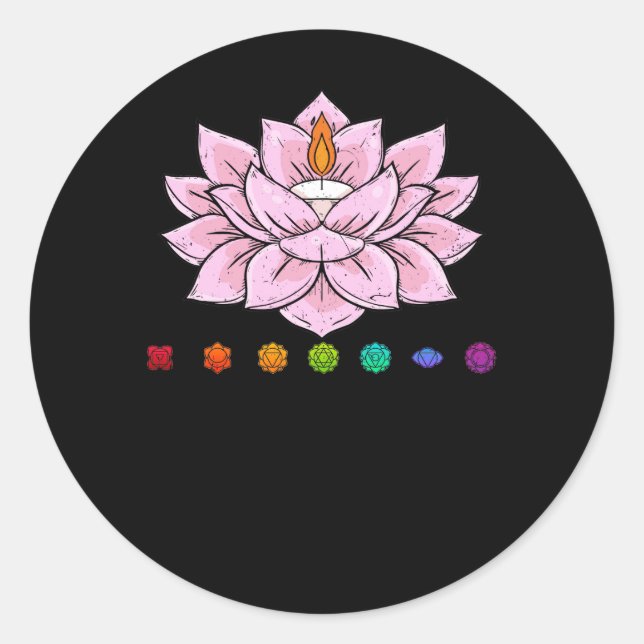 Spirituelle Zen Lotus Blume Chakras Aligned Yoga L Runder Aufkleber (Vorderseite)