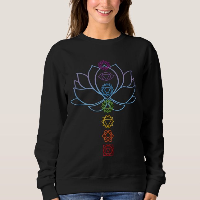 Spirituelle Zen Lotus Blume Chakras Aligned Yoga Sweatshirt (Vorderseite)