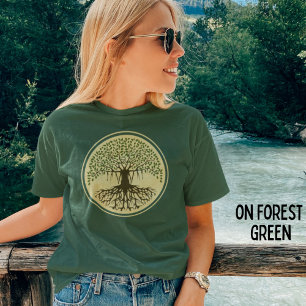Spiritueller Banyan Tree of Life Nature Logo grün T-Shirt
