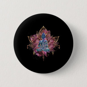 Spiritueller Buddha in Lotusblume Magische Meditat Button