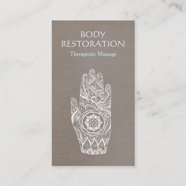 Spiritueller Henna Lotus Tattoo Hand 3 Visitenkarte (Vorderseite)