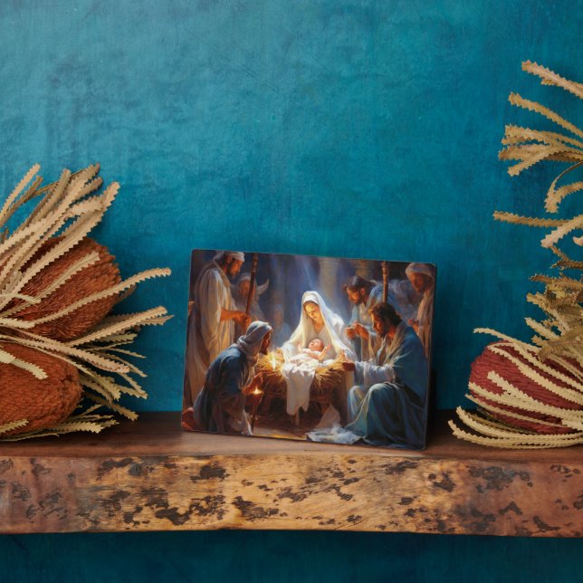 Spiritueller Jesus Manger Plaque Fotoplatte (Seite)