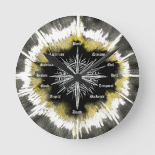 spiritueller Kompass Runde Wanduhr