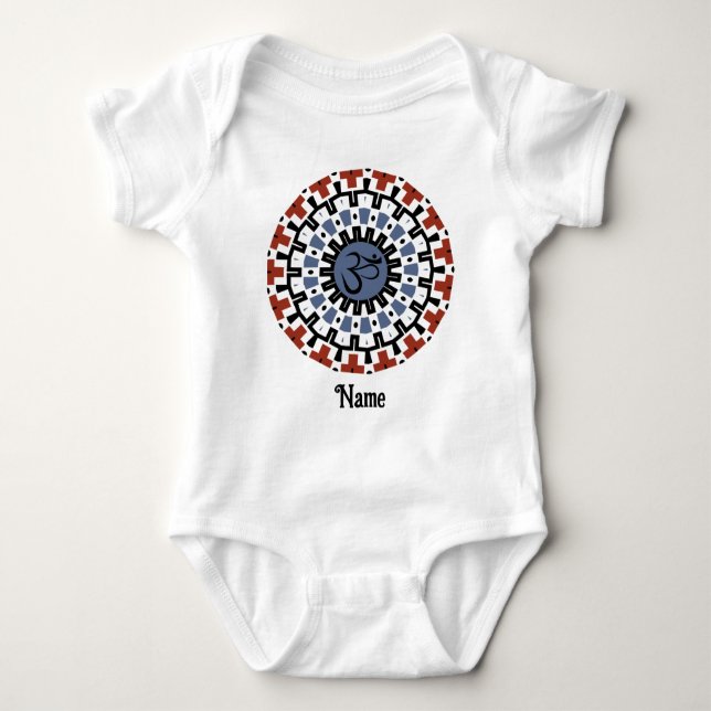 Spiritueller Mandala Yoga Om Blauer Rost individue Baby Strampler (Vorderseite)