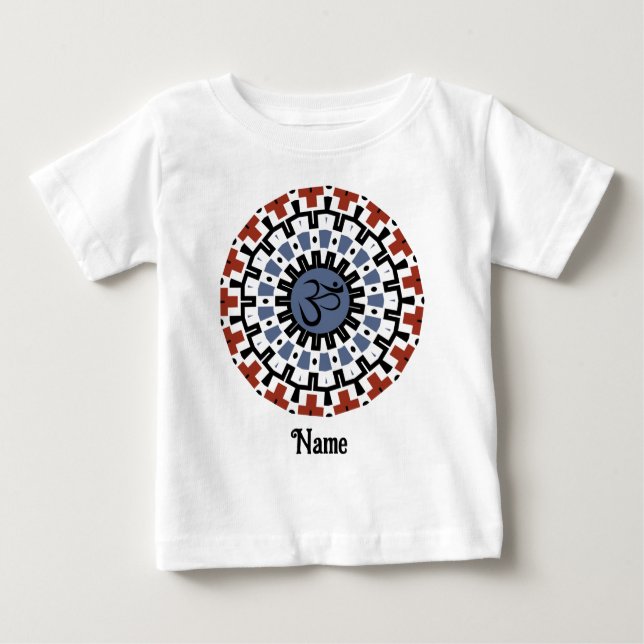Spiritueller Mandala Yoga Om Blauer Rost individue Baby T-shirt (Vorderseite)