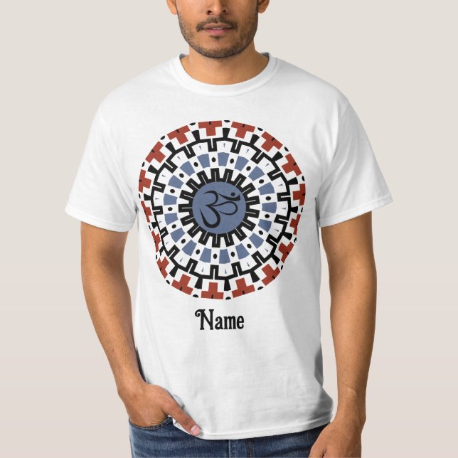 Spiritueller Mandala Yoga Om Blauer Rost individue T-Shirt (Vorderseite)