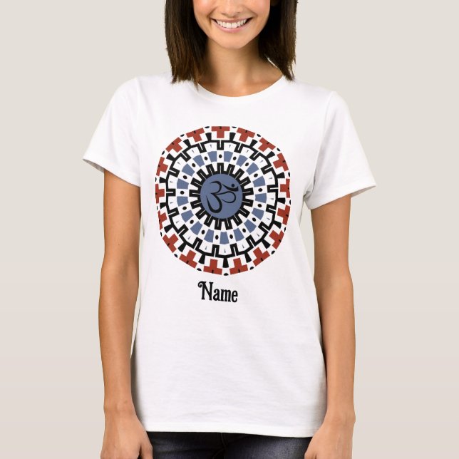 Spiritueller Mandala Yoga Om Blauer Rost individue T-Shirt (Vorderseite)