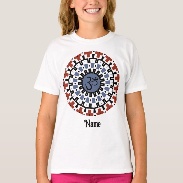 Spiritueller Mandala Yoga Om Blauer Rost individue T-Shirt (Vorderseite)