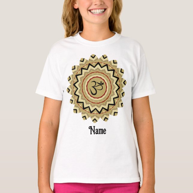 Spiritueller Mandala Yoga Om Symbol Retro angepass T-Shirt (Vorderseite)